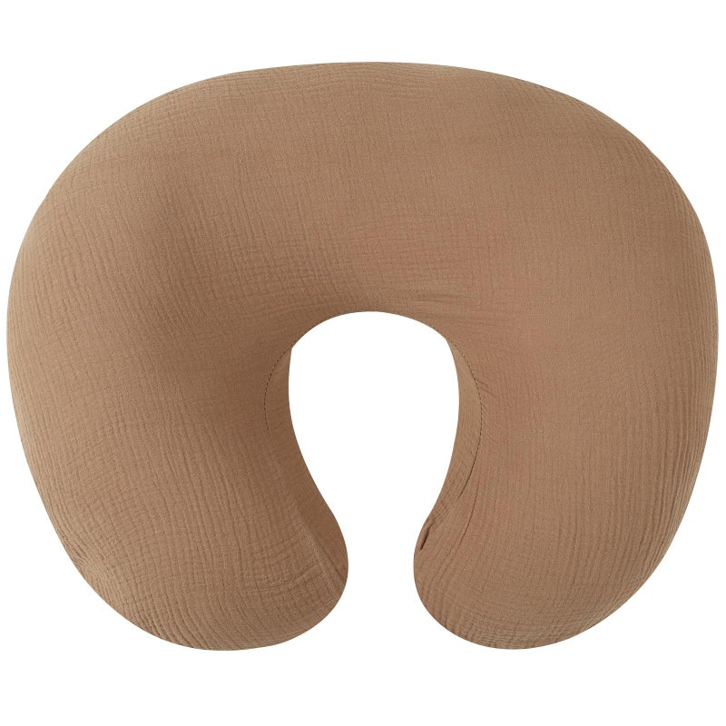 Onacosht Muslin Nursing Pillow Cover Soft 100% Cotton Feeding Pillow Slipcover Fits Standard Infant Nursing Pillow for Baby Girl and Boy, Brown - Image 1